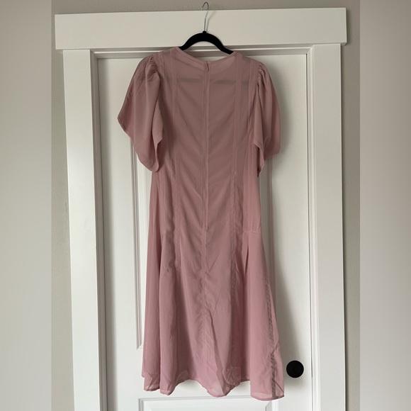 Anthropologie Pink Puff Sleeve Unlined Dress Size 2 - Picture 5 of 6